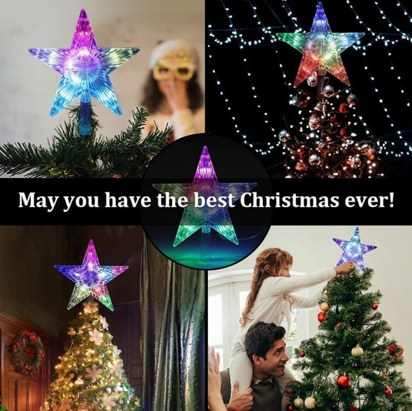 Christmas LED Star Tree Topper 9.5 Inch 24 Colors w/7 Modes Battery Operated - Picture 6 of 9